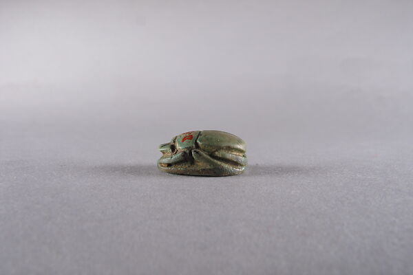 Scarab Inscribed with Hieroglyphs and Figure of Maat, Glazed steatite