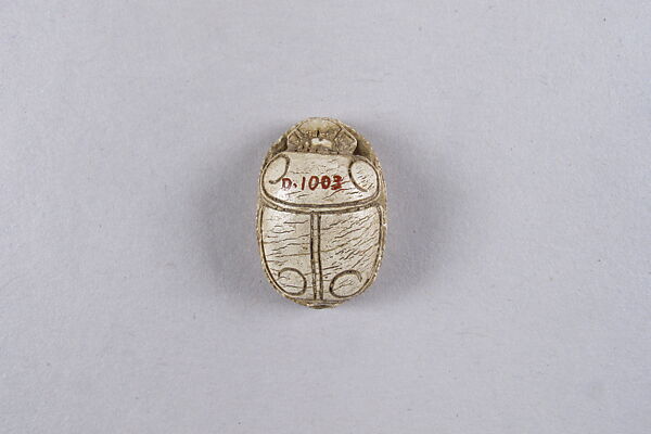 Scarab Inscribed with Hieroglyphs in a Scroll Border, Steatite