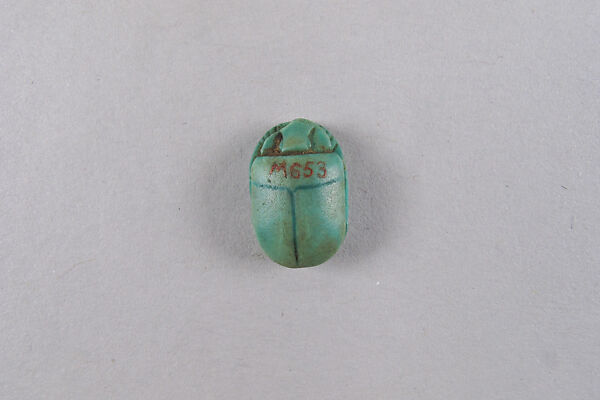 Scarab Inscribed with Blessing Related to Re or Re-Harakhty, Faience