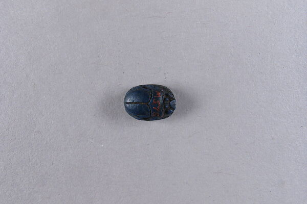 Scarab with blessing related to Amun, Blue faience or glass