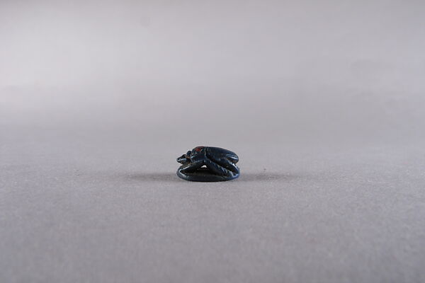 Scarab with blessing related to Amun, Blue faience or glass