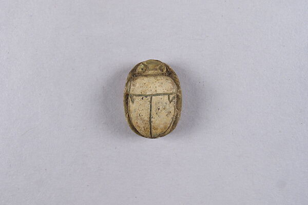 Scarab with a Hippo and a Lion, Faience