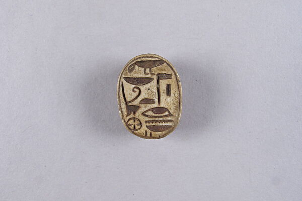 Scarab with Hieroglyphs, Glazed steatite 