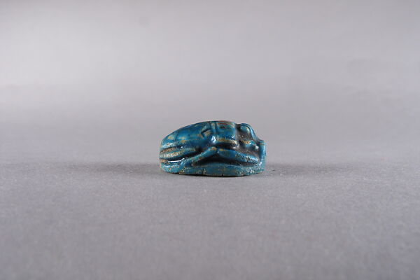 Scarab with a Fish and Plants, Glazed steatite