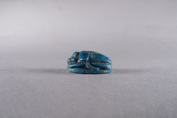 Scarab with a Fish and Plants, Glazed steatite