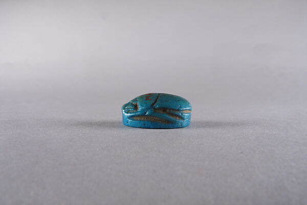 Scarab Decorated with a Lotus Flower, Faience