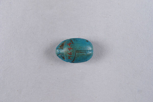 Scarab Decorated with a Lotus Flower, Faience