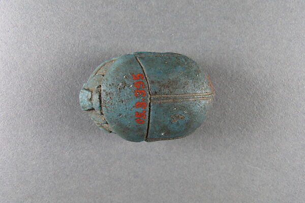 Scarab inscribed with the names of Piye and Taharqo, Blue faience