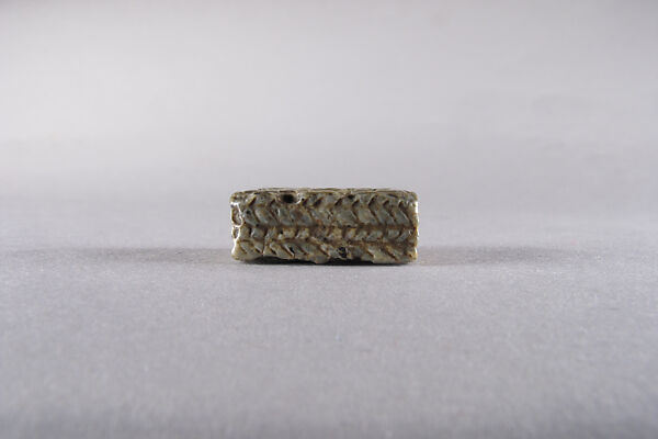 Rectangular Plaque with Cartouche and Recumbent Jackal, Glazed steatite