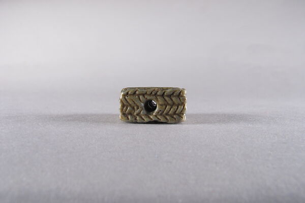 Rectangular Plaque with Cartouche and Recumbent Jackal, Glazed steatite