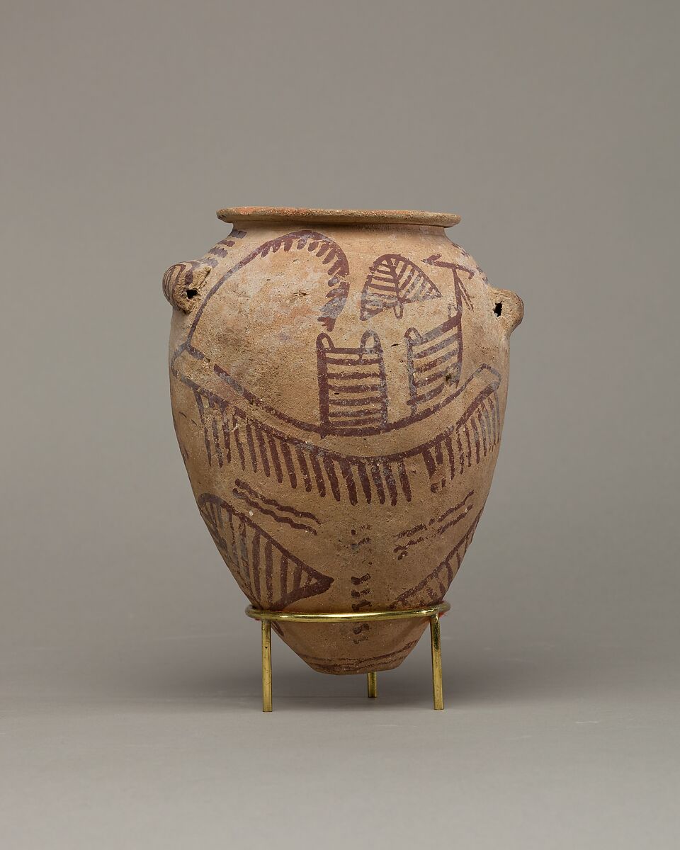 Lugged jar depicting two boats, Pottery 