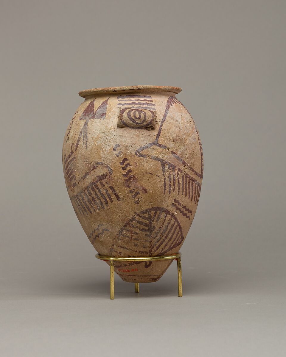 Lugged jar depicting two boats, Pottery