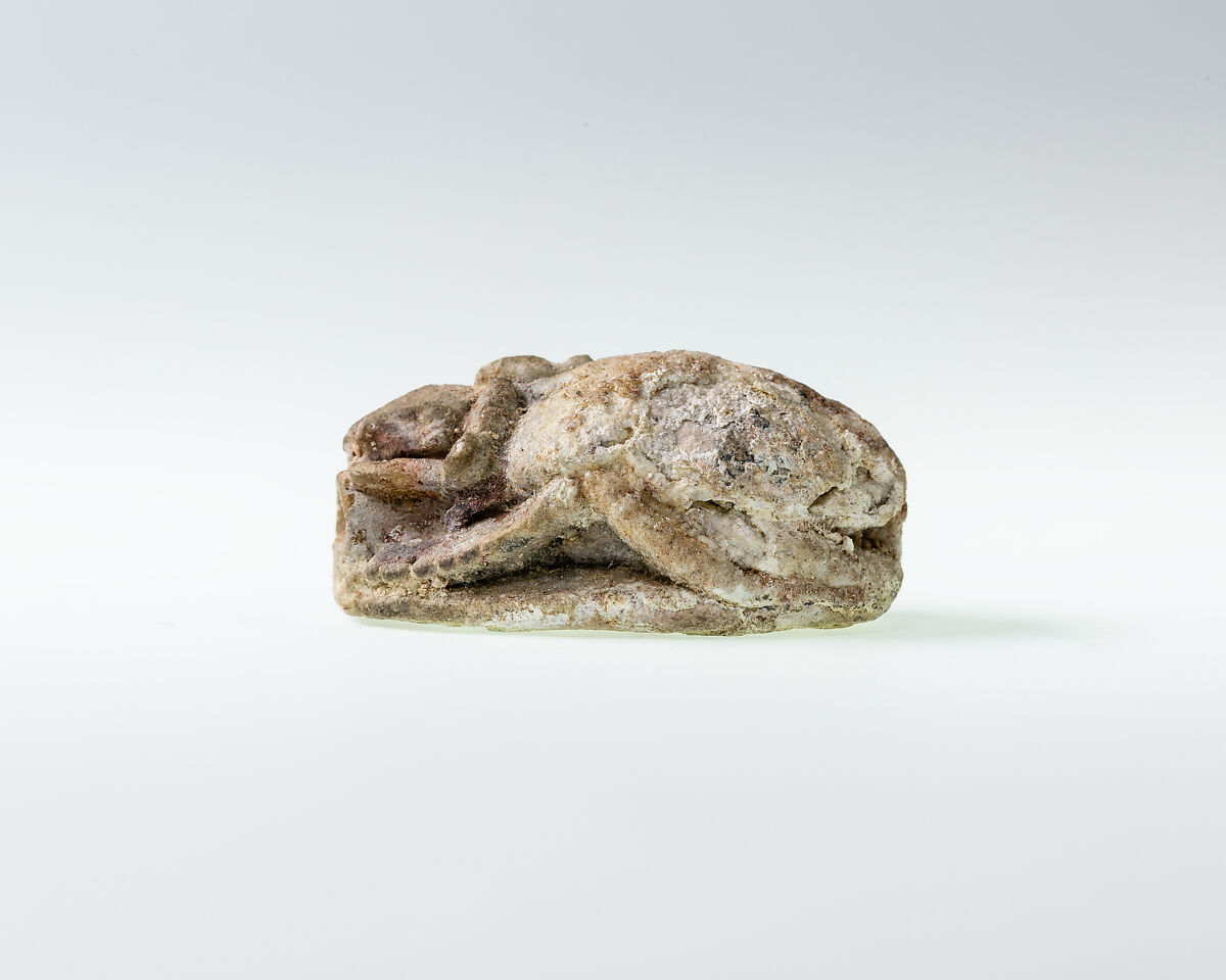 Scarab, ram head, Faience