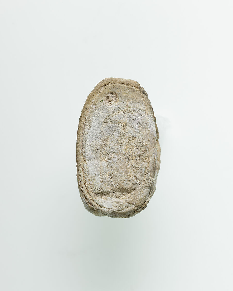 Scarab, ram head, Faience
