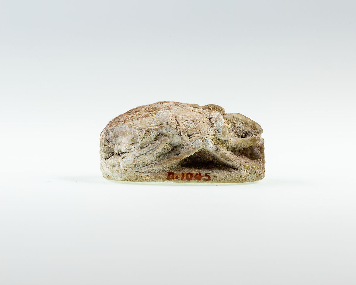 Scarab, ram head, Faience