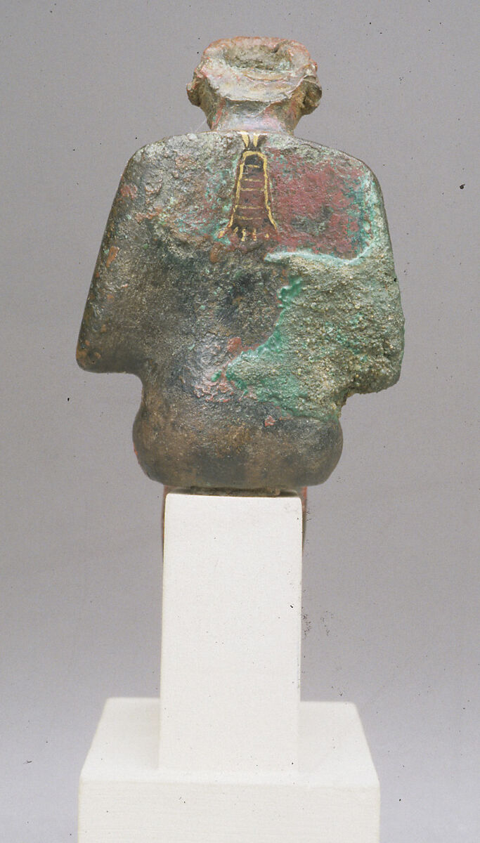 Seated Ptah, Bronze, precious metal inlay