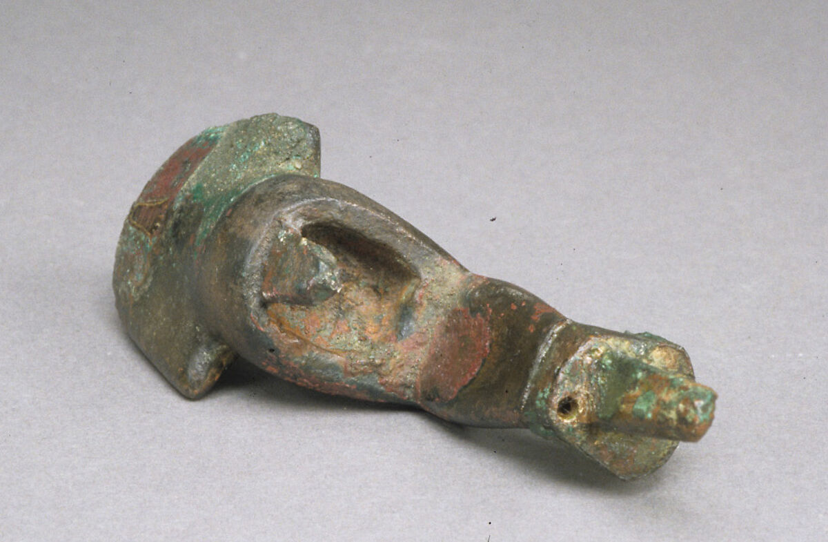 Seated Ptah, Bronze, precious metal inlay