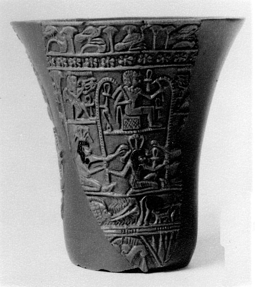 Reconstructed lotiform chalice, Faience