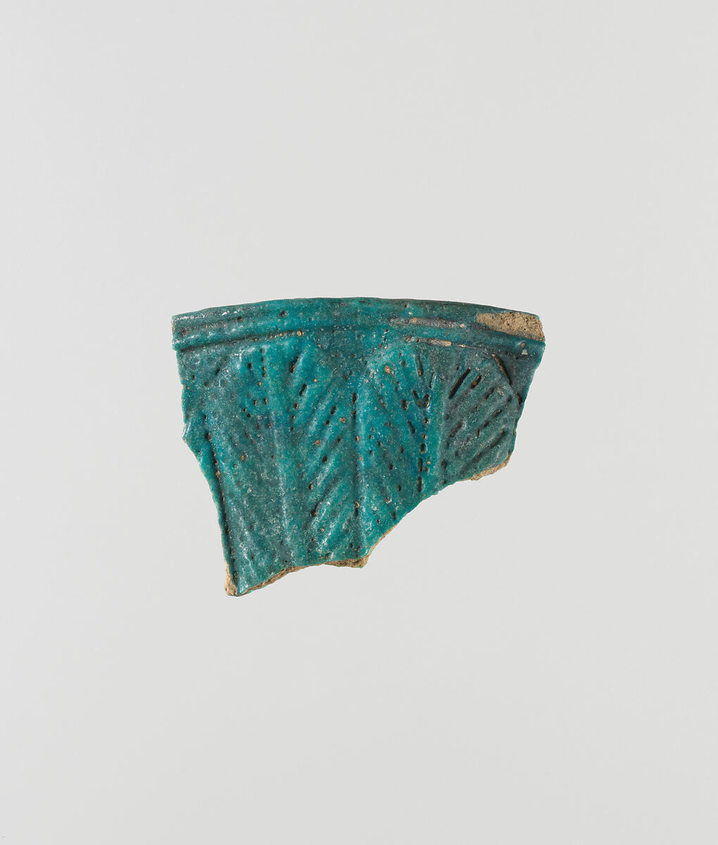 Chalice rim fragment with palm fronds, Faience 