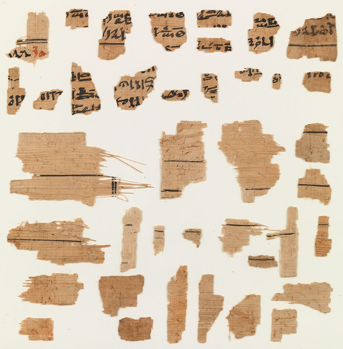 Fragments from the Funerary Papyrus of Khamhor (see 25.3.212a–g), Papyrus, ink 