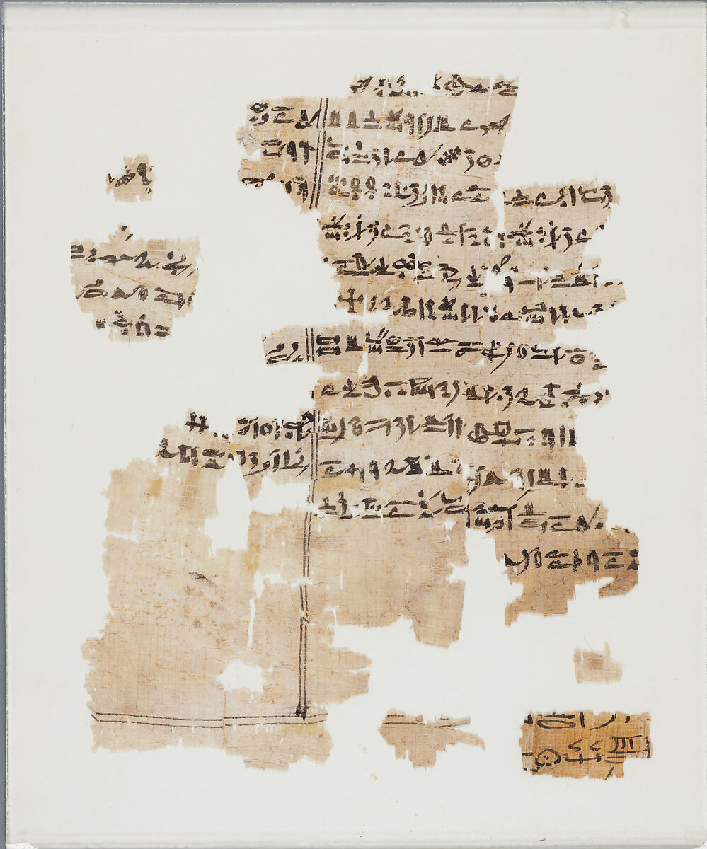 Fragments of the Book of the Dead, Papyrus, ink 