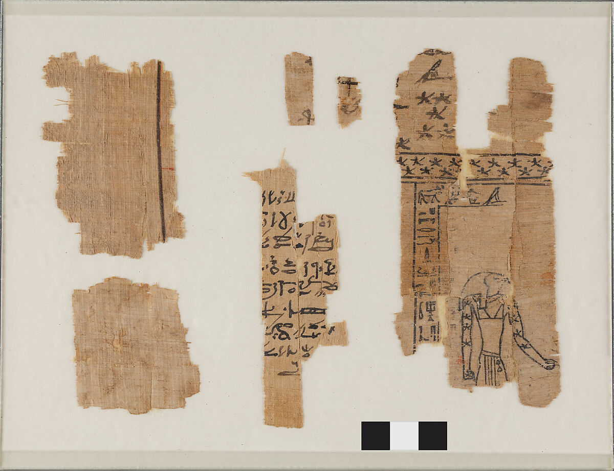 Astronomical papyrus fragments with a representation of the planet Saturn, Papyrus, ink