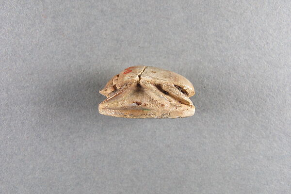 Scarab of Sheshonq I, Steatite, traces of white and green glaze