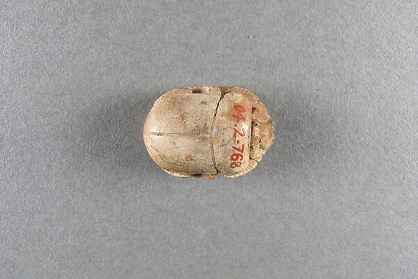 Scarab of Sheshonq I, Steatite, traces of white and green glaze