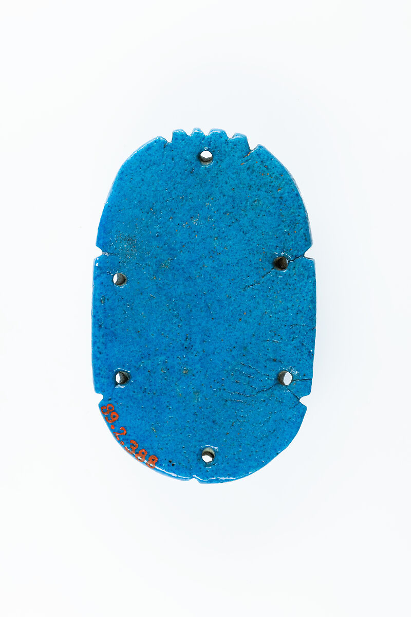 Scarab from mummy wrappings, Faience