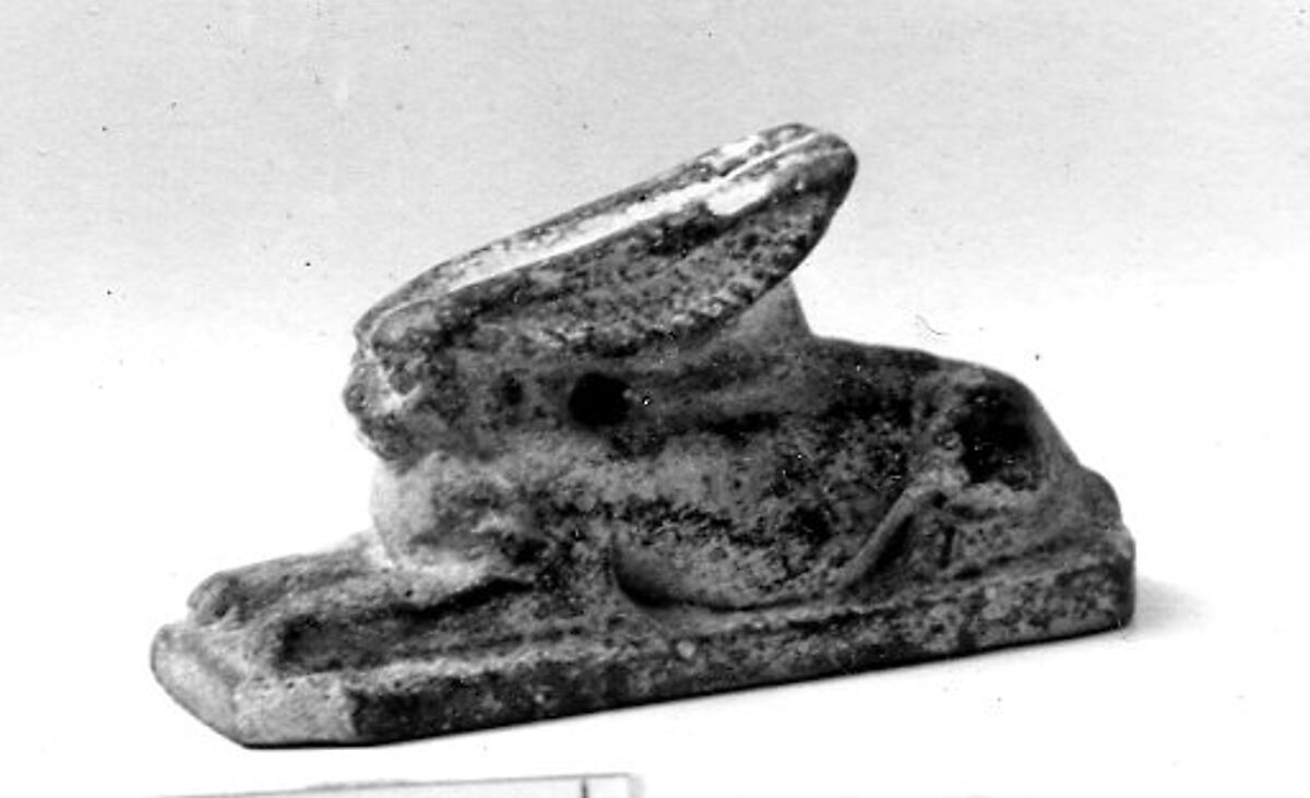 Hare amulet, Faience 