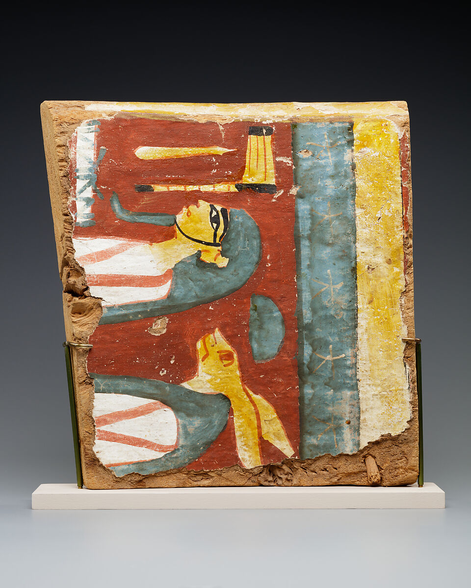 Part of a coffin, Wood, paint
