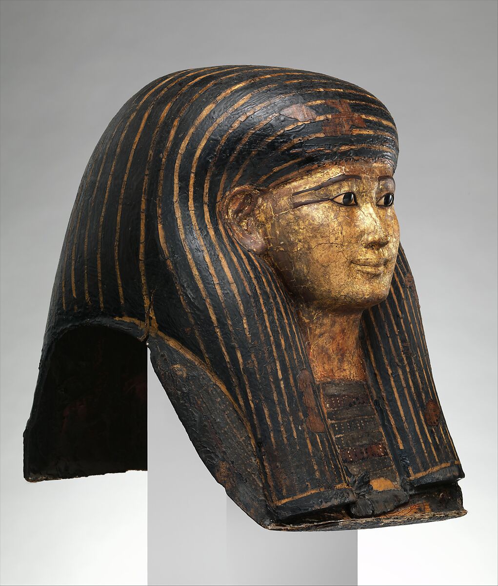 Funerary Mask of the Overseeer of Builders Amenhotep, Cartonnage, paint