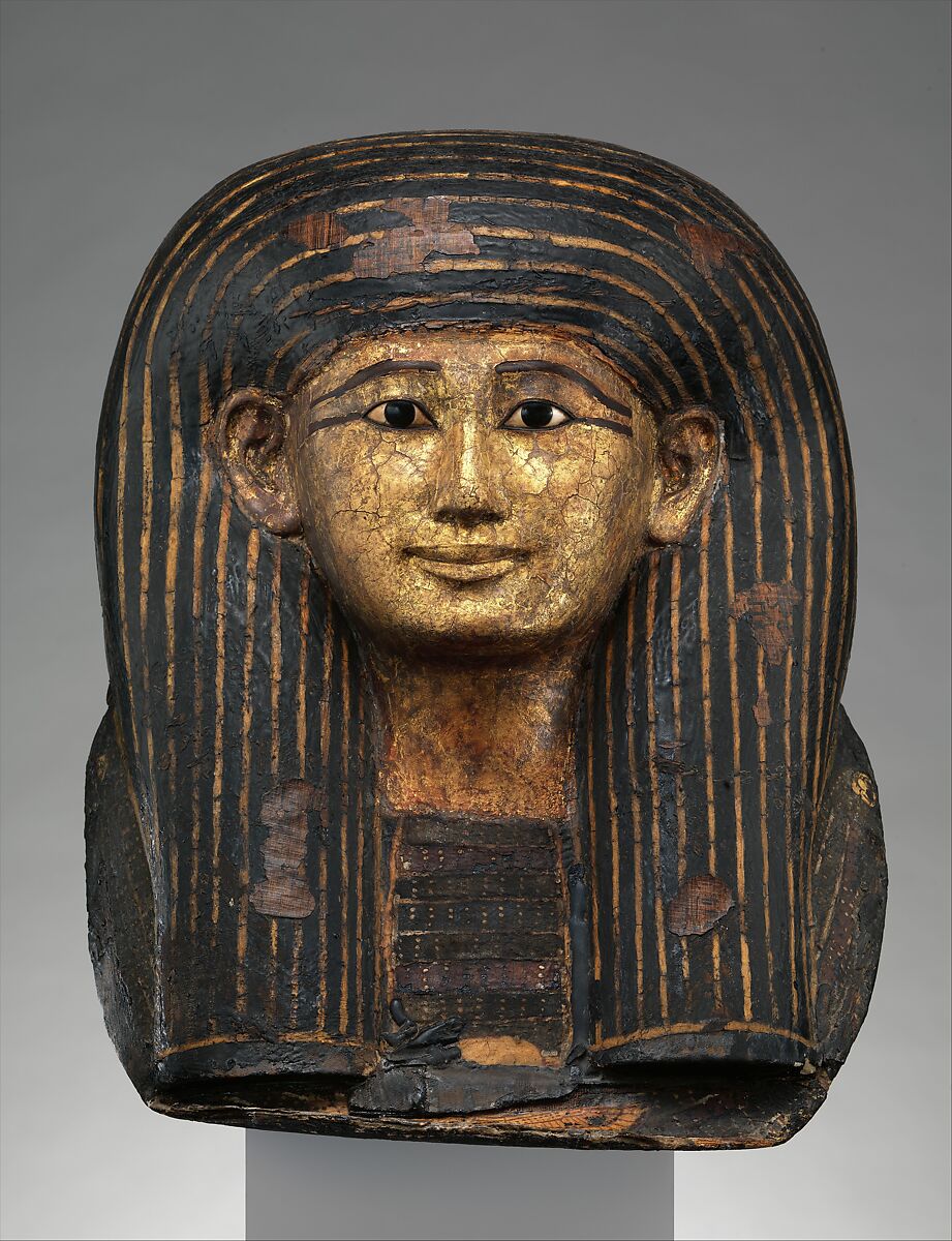 Funerary Mask of the Overseeer of Builders Amenhotep, Cartonnage, paint