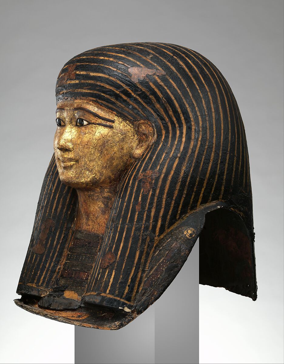 Funerary Mask of the Overseeer of Builders Amenhotep, Cartonnage, paint