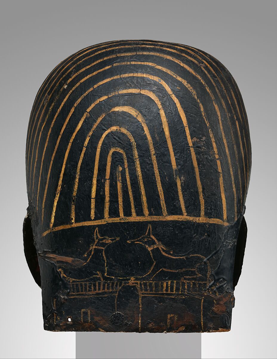 Funerary Mask of the Overseeer of Builders Amenhotep, Cartonnage, paint