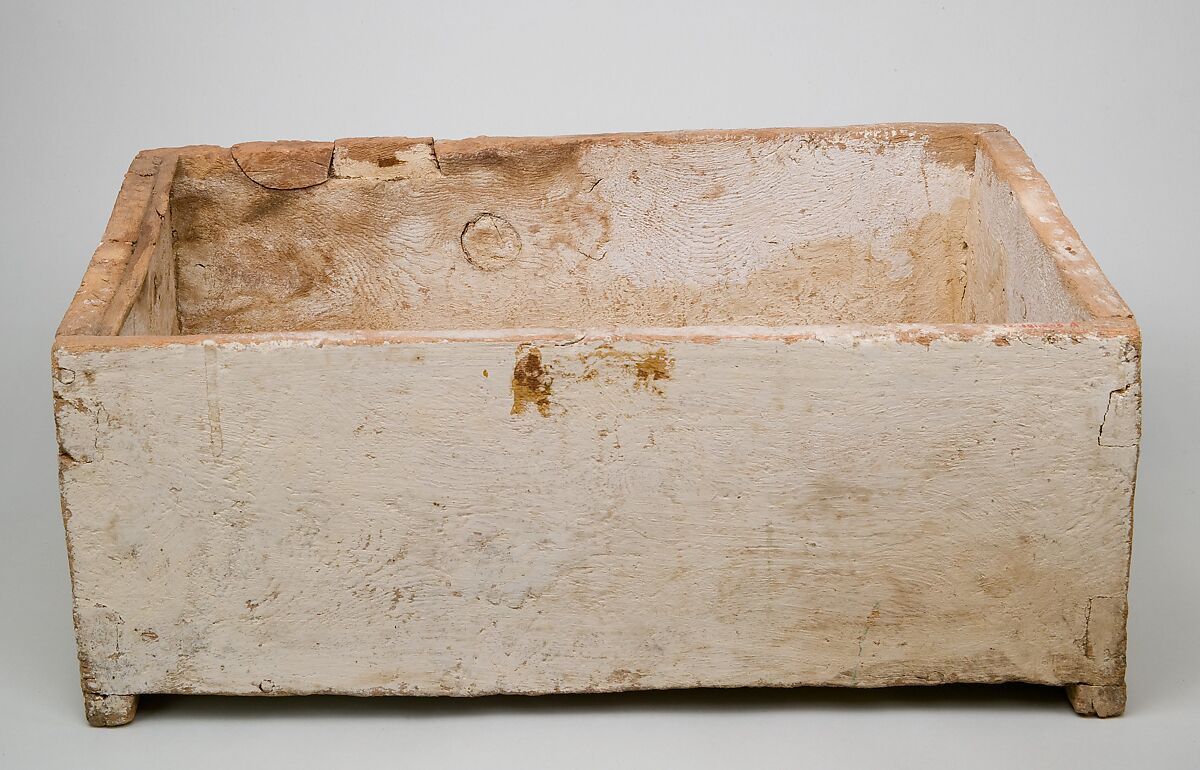Linen Chest Reused as a Child's Coffin, Wood, whitewash