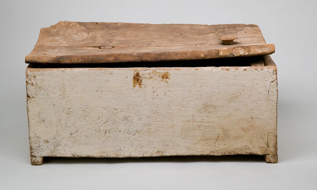 Linen Chest Reused as a Child's Coffin, Wood, whitewash