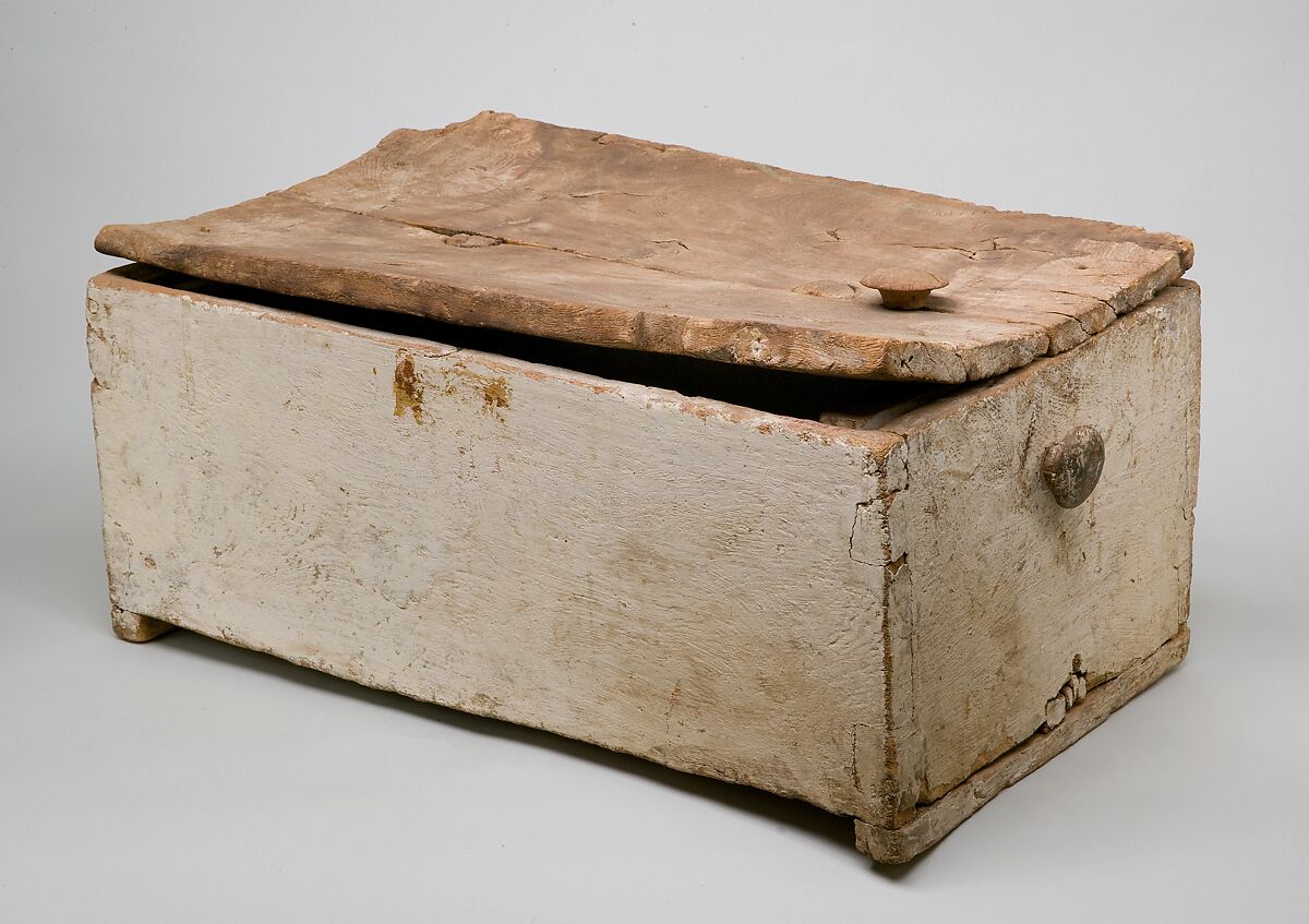 Linen Chest Reused as a Child's Coffin, Wood, whitewash 