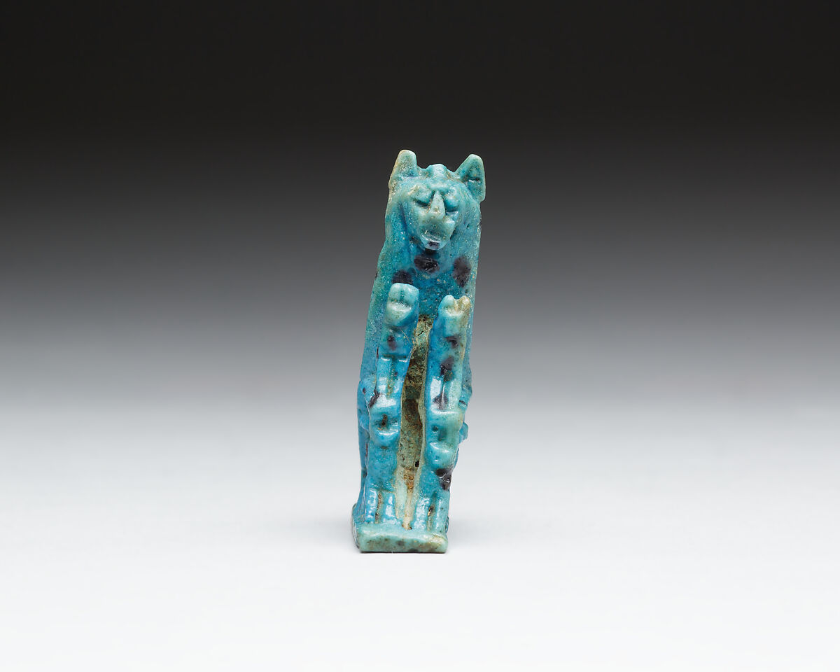 Cat amulet, Faience