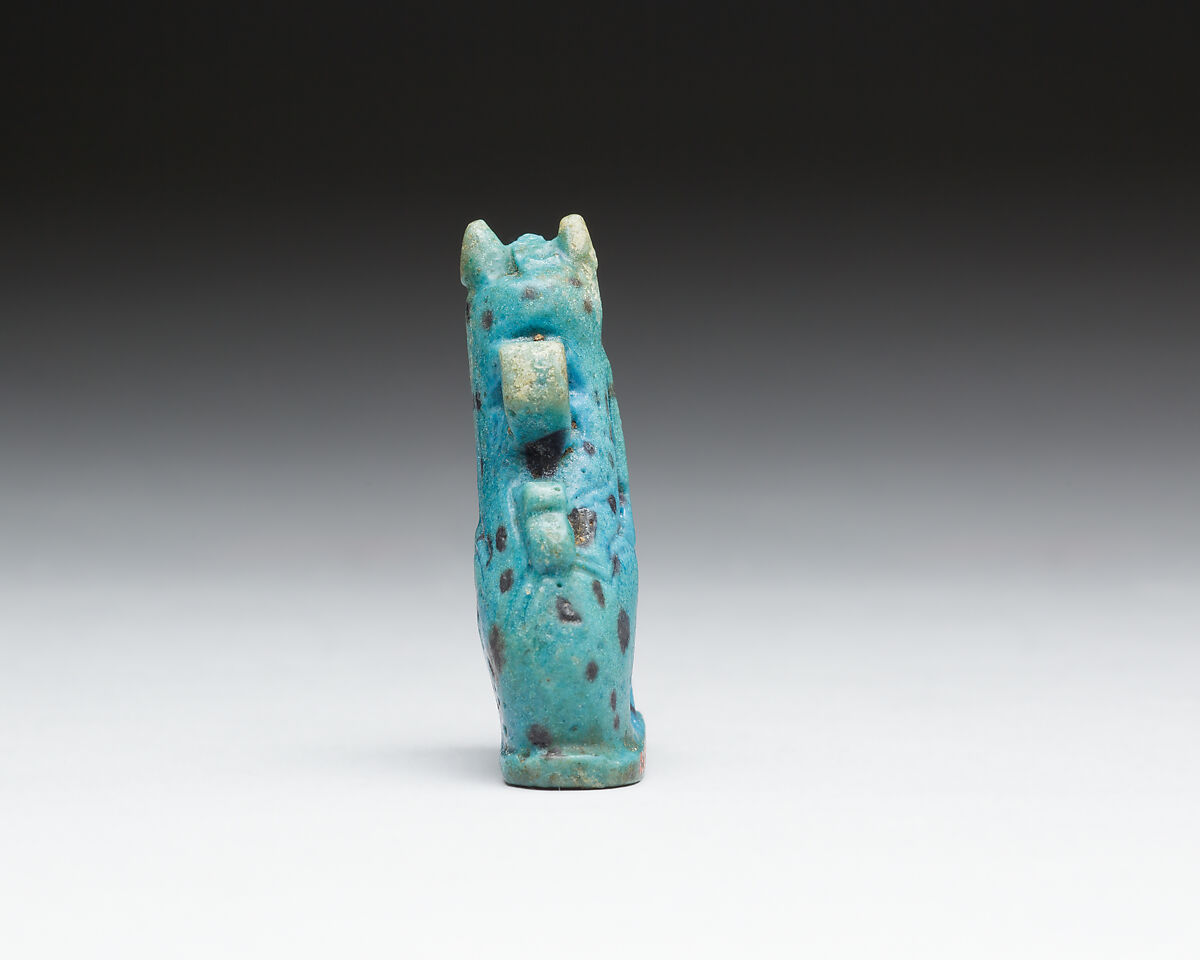 Cat amulet, Faience