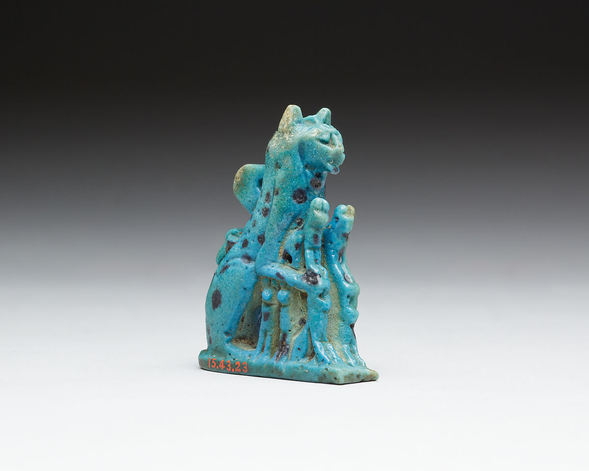 Cat amulet, Faience 