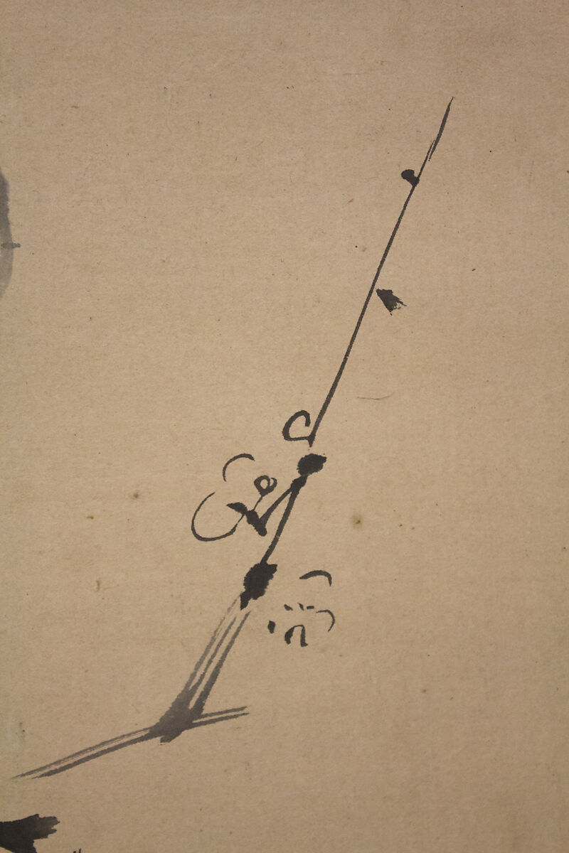 Crested Bird on Stump of Plum Tree, Attributed to Kano Naonobu (Japanese, 1607–1650), Hanging scroll; ink on paper, Japan