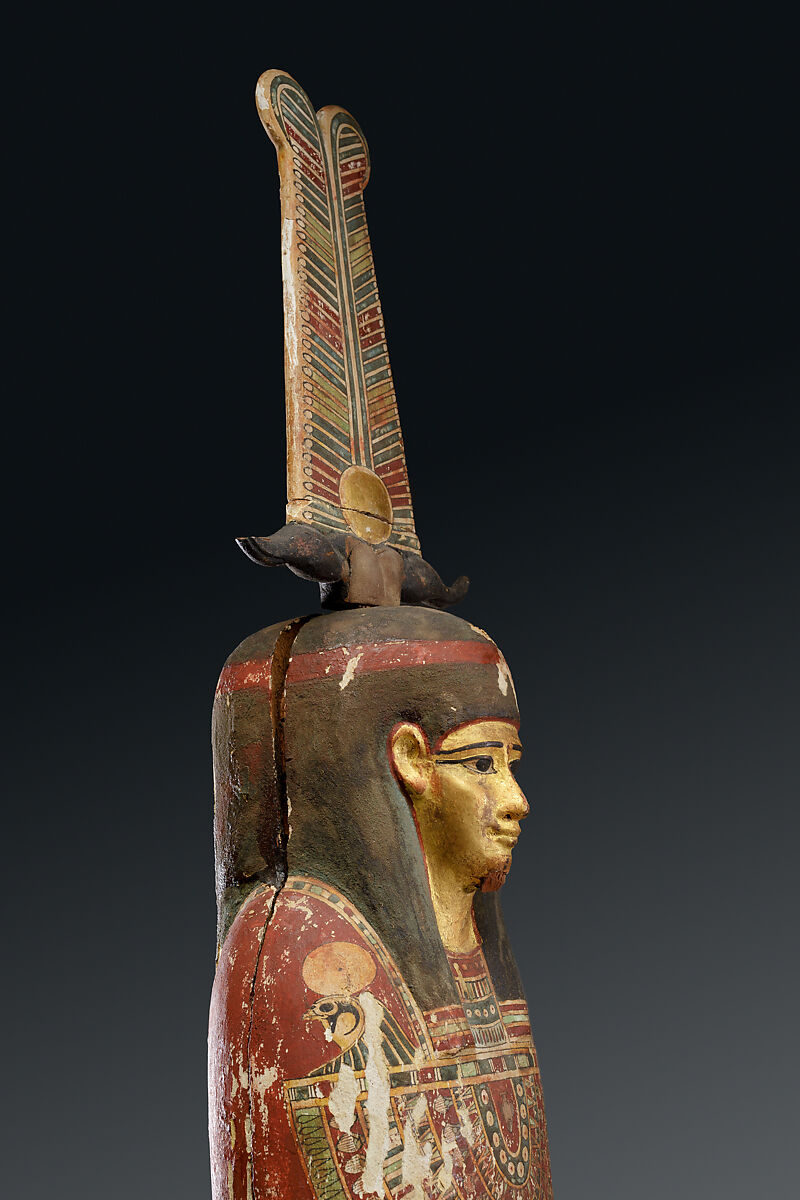 Ptah-Sokar-Osiris Figure of the Temple Musician Ihyt, Wood, paste, gilding, paint