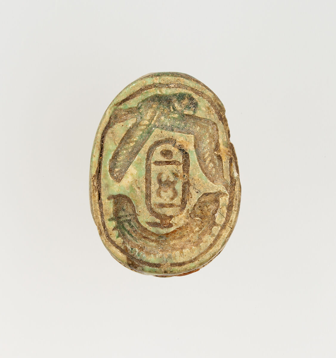 Scarab Inscribed with the Throne Name of Thutmose II, Steatite (glazed) 