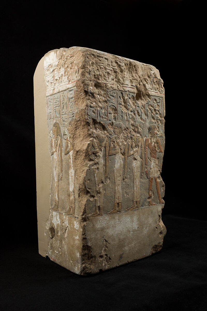 Shrine with statues and relief, Sandstone, paint