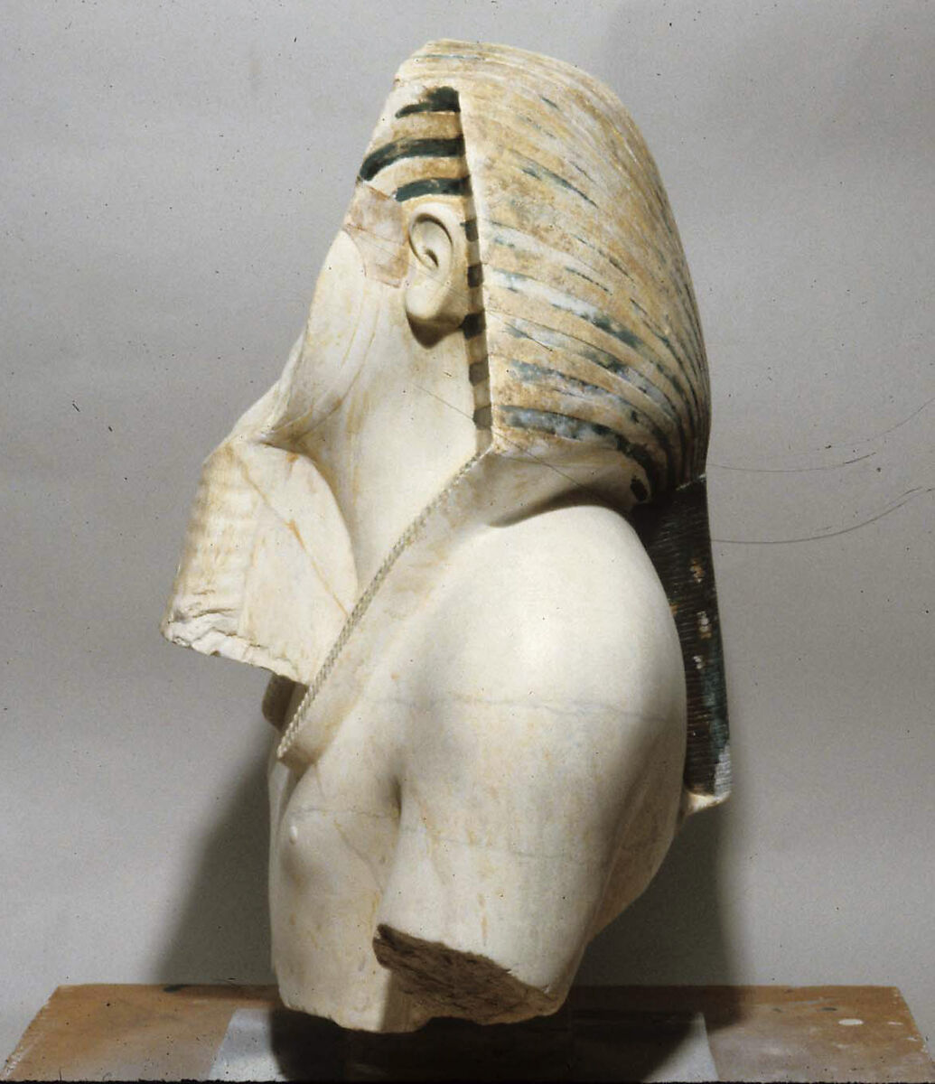 Upper part of a statue of Thutmose III, Indurated limestone