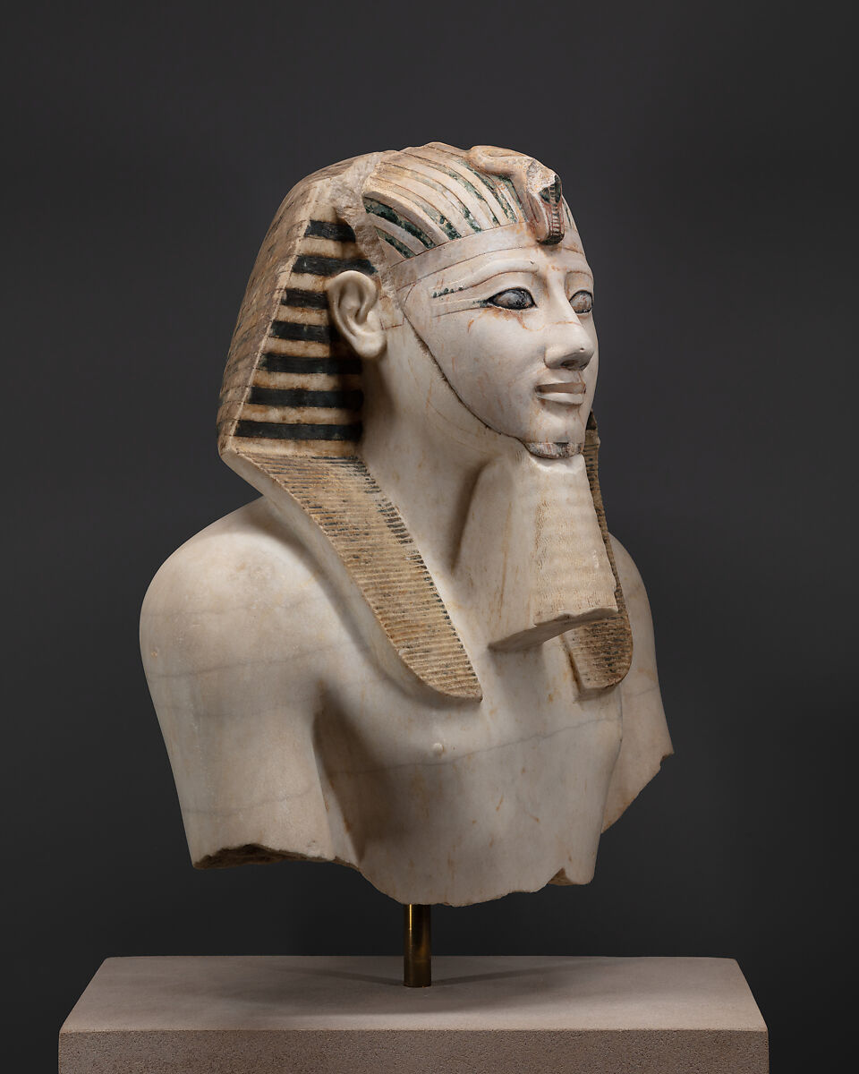 Upper part of a statue of Thutmose III, Indurated limestone
