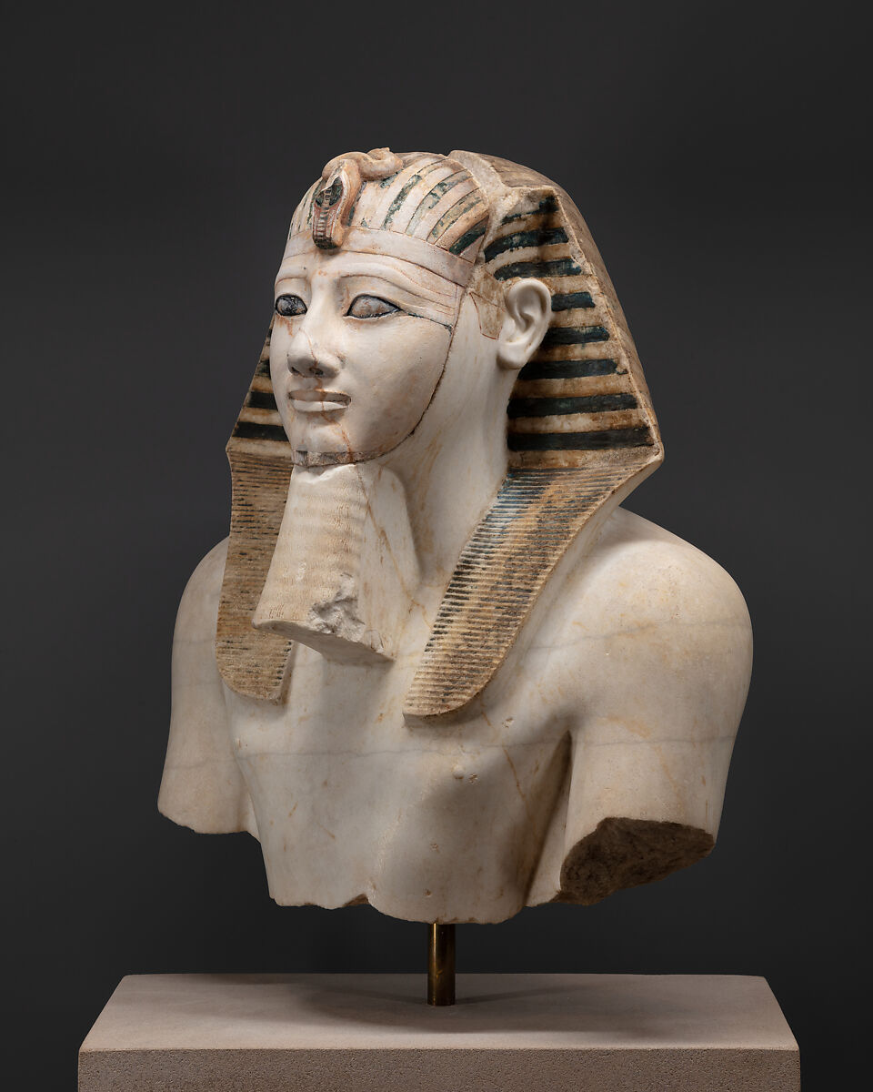 Upper part of a statue of Thutmose III, Indurated limestone