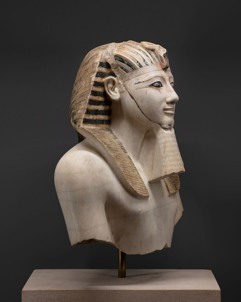 Upper part of a statue of Thutmose III, Indurated limestone