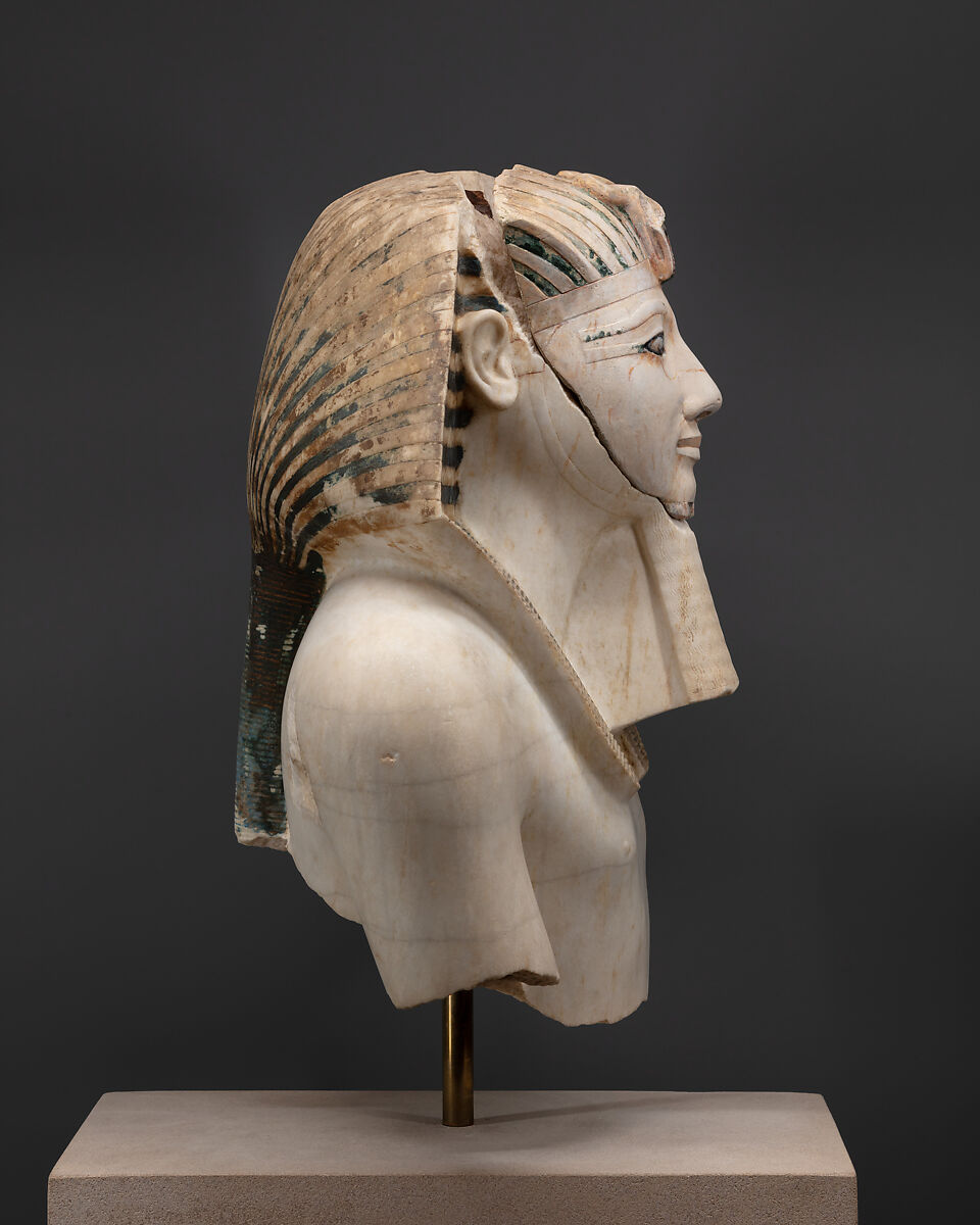 Upper part of a statue of Thutmose III, Indurated limestone
